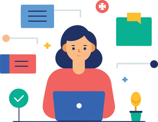 Flat Illustration of Woman Optimizing Task Flow