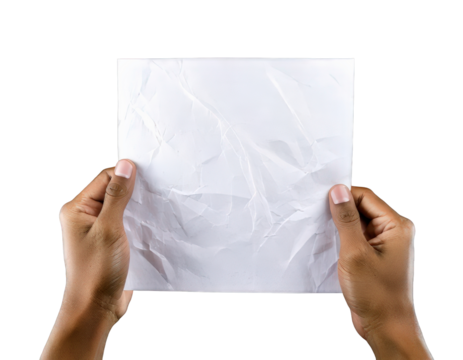 Crumpled paper held in hands