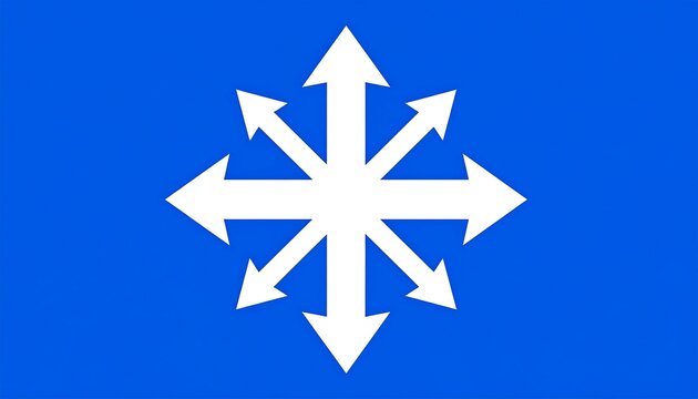 Blue flag with white arrows