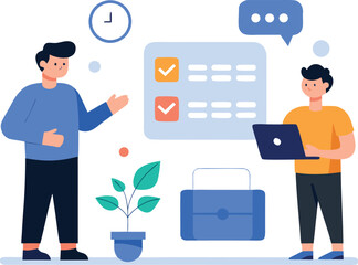 Digital Assistant Helping Young Man to Organize Tasks