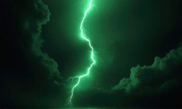 stormy green clouds with lightnings