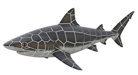 Fototapeta premium Isolated Geometric Shark with Metal Texture