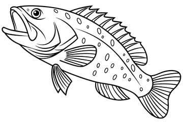 coloring page line art the grouper black vector