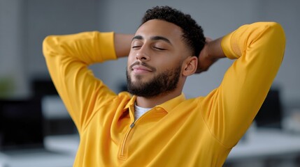 Relaxed Office Worker Taking Break Eyes Closed