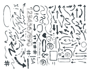  Hand Drawn Doodle Elements Clip art  Sketchy Arrows, Hashtags  Text Accents