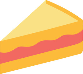 Minimal Vector Sponge Cake Slice with Three Layers – Flat Style Dessert Illustration