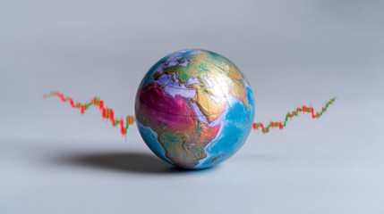 Global Markets Concept Earth with Candlestick Chart