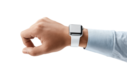 Smartwatch on wrist, modern technology, stylish design, fitness tracking, close-up shot, isolated background.