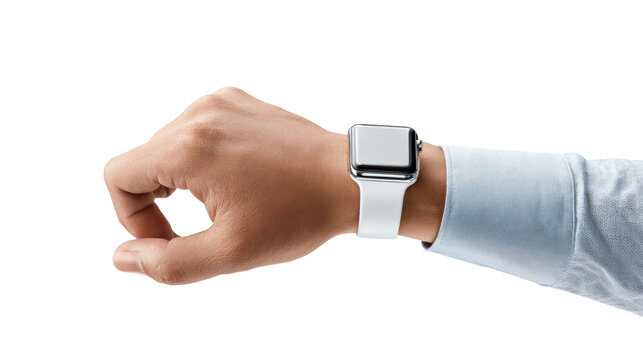 Smartwatch on wrist, modern technology, stylish design, fitness tracking, close-up shot, isolated background. - Powered by Adobe