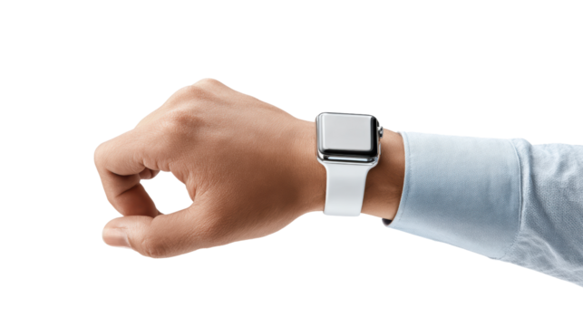 Smartwatch on wrist, modern technology, stylish design, fitness tracking, close-up shot, isolated background.