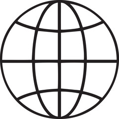 Global Icon &ndash; Minimal Line Style Earth Symbol for Worldwide Connection, Communication, and Reach