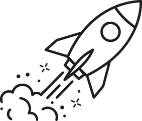 Startup Rocket Icon &ndash; Line Style Launch Symbol for Business Growth, Innovation, and Mission