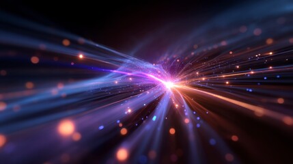 Abstract Glowing Light Streaks Converge with Bokeh
