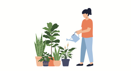 Nurturing Greenery: A Simple Illustration of Indoor Plant Care and Cultivation Practice