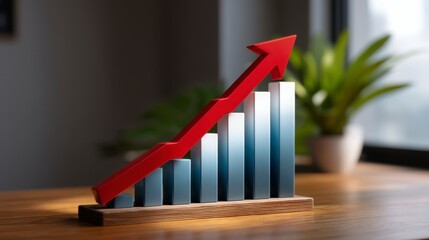 Growth Bar Graph with Arrow Positive Business Trend