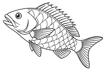 coloring page line art the snapper fish black vector