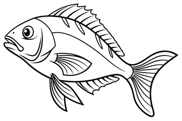 coloring page line art the snapper fish black vector