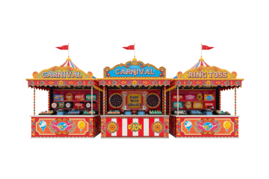 Festive Carnival Game Booths, Fairground, Fun