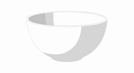 Minimalist white bowl illustration conveys kitchenware simplicity and modern design aesthetic ideal for culinary projects and vector graphics