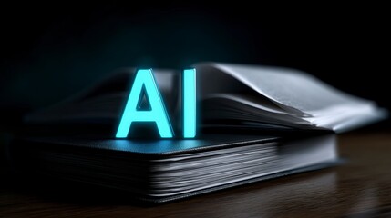 Glowing Cyan Letters Open Book Shadows