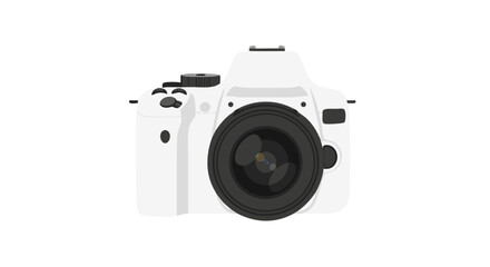 Stylized White Camera Illustration with a Clean Aesthetic and Simple Design elements to capture the minimalistic approach to photography