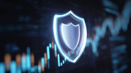 Digital Security Shield with Abstract Data Background