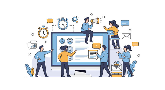 Digital marketing team collaborating on campaign strategy and execution for online business growth - Powered by Adobe