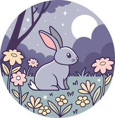 Obraz premium Mama Bunny in the Evening Garden
