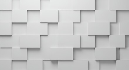 Obraz premium White 3d Geometric Wall with Rectangular Tiles in Modern Minimalist Design