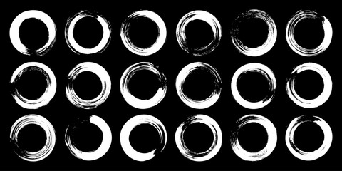 Grunge circles, brush strokes, lines, ink smudges, hand-drawn scribble shapes. Handmade sketchy marks, acrylic stains, charcoal streaks. Paint textures, dry brush effect. Vector illustration