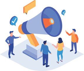 Advertising and Promotion Strategy Concept Isometric Illustration