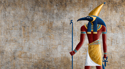 Unveiling Thoth Ancient Egyptian God Depiction Authentic Historical Representation Mystical Deity Wisdom Scribe Divine Iconography Mythology Exploration Cultural Heritage Ancient Civilization
