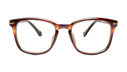 Brown round eyeglasses isolated on transparent background, a stylish and classic accessory for vision correction and fashion, with a retro and modern design