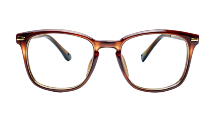 Brown round eyeglasses isolated on transparent background, a stylish and classic accessory for vision correction and fashion, with a retro and modern design