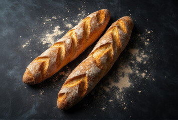 rustic loaf bread on dark background