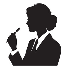 Silhouette of businesswoman holding a pen vector illustration