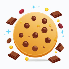 Fototapeta premium Magical chocolate chip cookie concept with bursting chocolate chunks and sweet ingredients. A delicious dessert vector illustration.