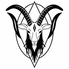 Tribal tattoo design of a deer skull with antlers in vector illustration style