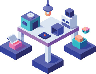 Product Prototyping Workshop with 3D Models Isometric