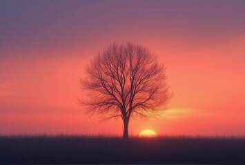 lonely tree sunset hour