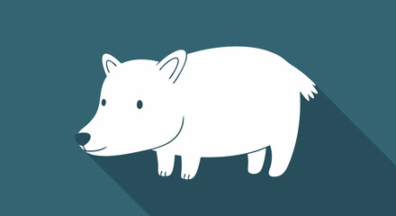 Stylized Arctic Mammal Illustration with Simplified Shapes and Flat Design Aesthetics against a Teal Backdrop