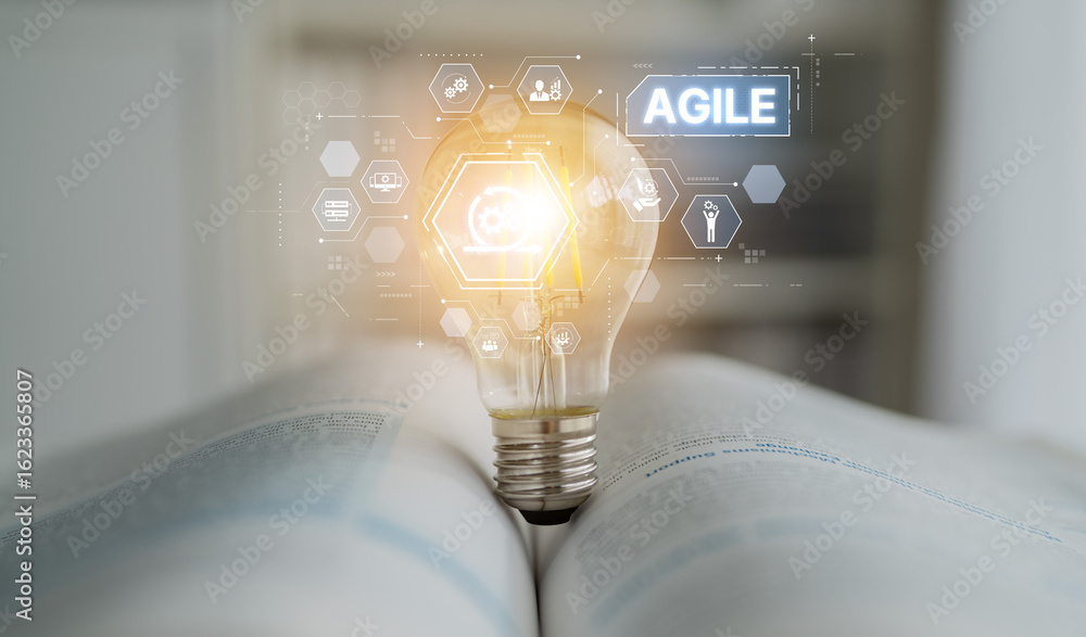 Aufkleber agile project management using teams and agile planning for agile development. agile enables flexibi