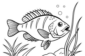 coloring page line art the bluegill black vector