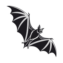 a set of evening bat silhouette  black vector icon