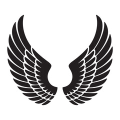 Black Silhouette of Open Bird Wings black and white