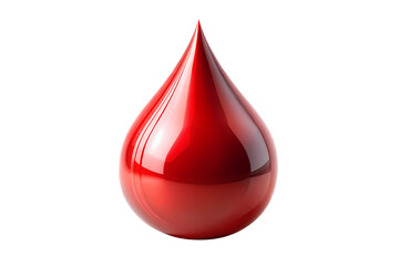 A single red blood drop isolated on transparent background, representing health, medicine, and the importance of blood donation and medical research
