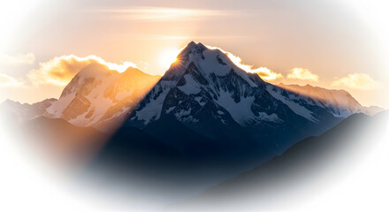 Mountain landscape sunrise peak snow nature travel hiking adventure tourism scenic view outdoor alps range generated with ai