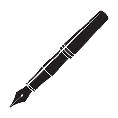 Black Silhouette of a Fountain Pen writing calligraphy