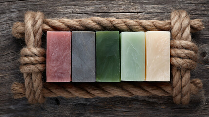 Artisan Soap Collection Natural Bath Soaps on Weathered Wood Beautiful Handmade Cleansing Bars for Sensitive Skin Exfoliating Spa Gift Set Earthy Tones
