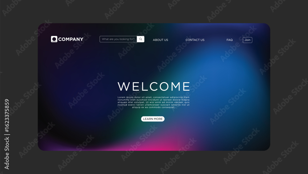 Aufkleber modern welcome page design with vibrant color gradient for website or app landing page